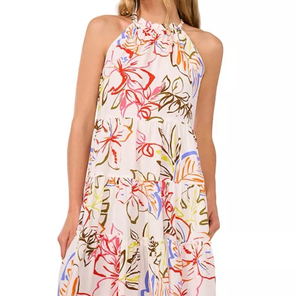 NET Cece 
Women's Tropical Tie-Back Halter Tiered Mini Dress